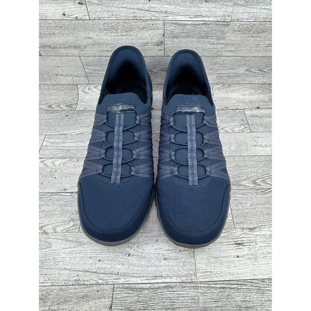 Skechers Slip-ins Reggae Slim Takes Two Navy Blue Sneakers 100593 Women Size 9.5